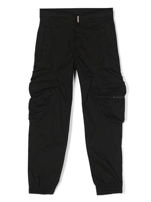 Logo-plaque gabardine trousers - Black