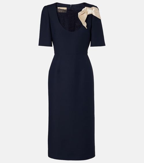 Crepe Couture bow-detail lace-trimmed midi dress