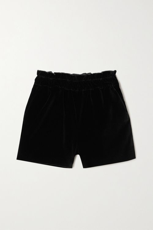 Cotton-blend Velvet Shorts - Black - IT36
