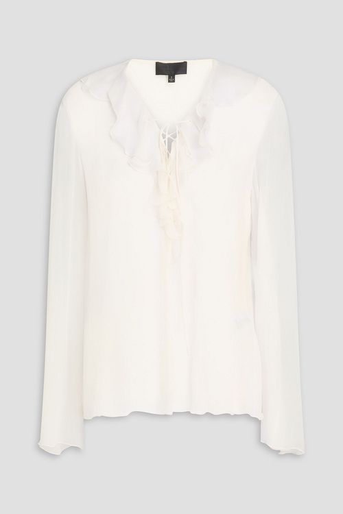 Gisella ruffled silk-crepon blouse - White - XL