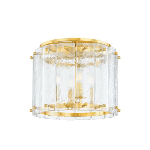 Vintage Polished Brass Four Light Flush Mount from the Rio Collection