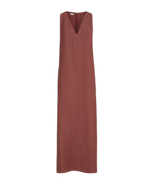 V-neck monili-detail midi dress
