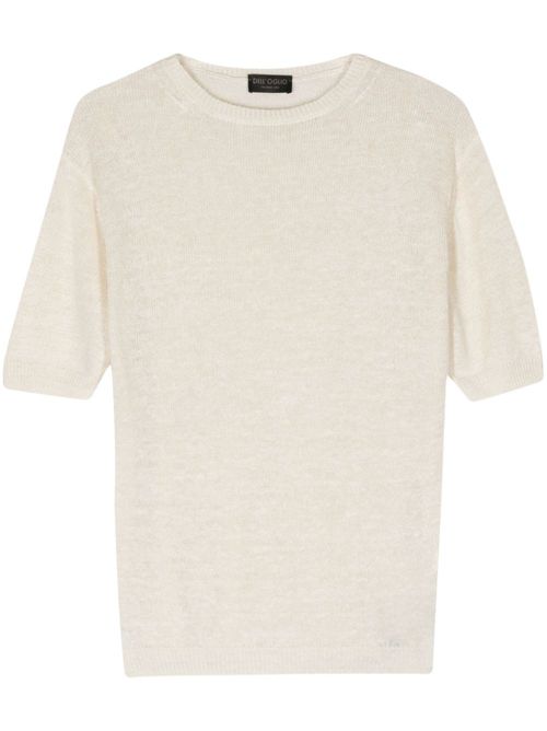 Crew-neck open-knit T-shirt - Neutrals
