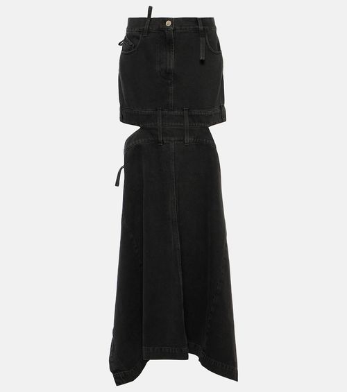 Deconstructed denim maxi skirt