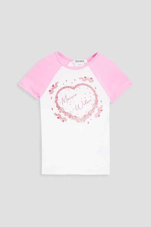 Two-tone printed cotton-jersey T-shirt