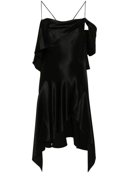 One-shoulder silk dress - Black
