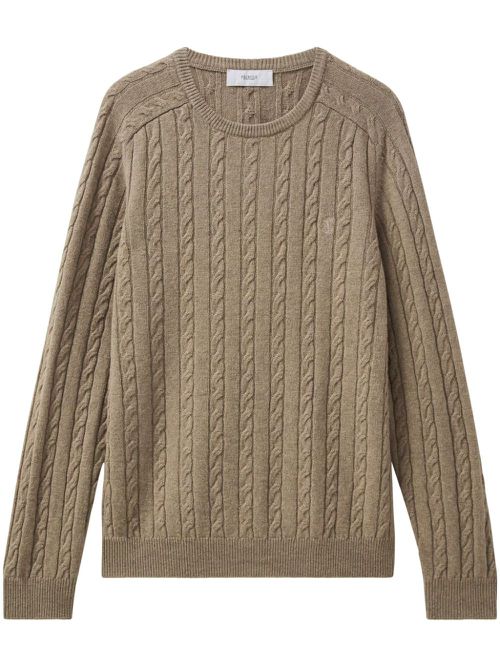Cable-knit wool sweater - Neutrals