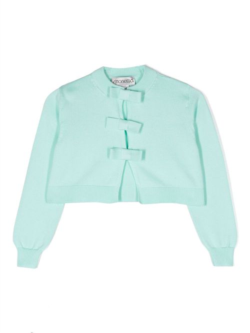 Bow-detail cropped cardigan - Green