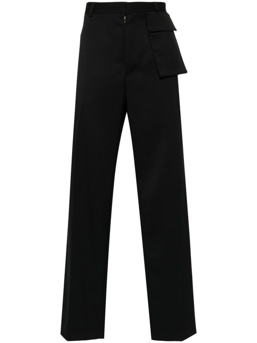 Logo-embroidered straight-leg tailored trousers - Black