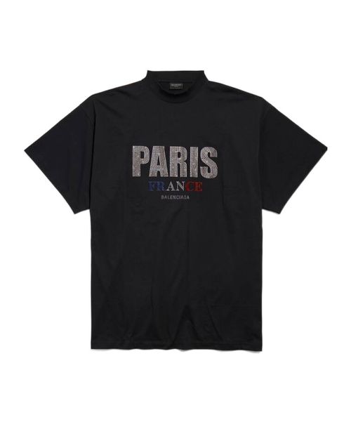 Paris Strass T-shirt Oversized in Black