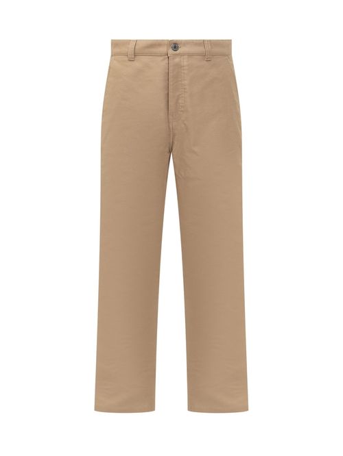 Beige Straight Flat Front Pants