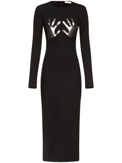 Handprint long-sleeved minidress - Black