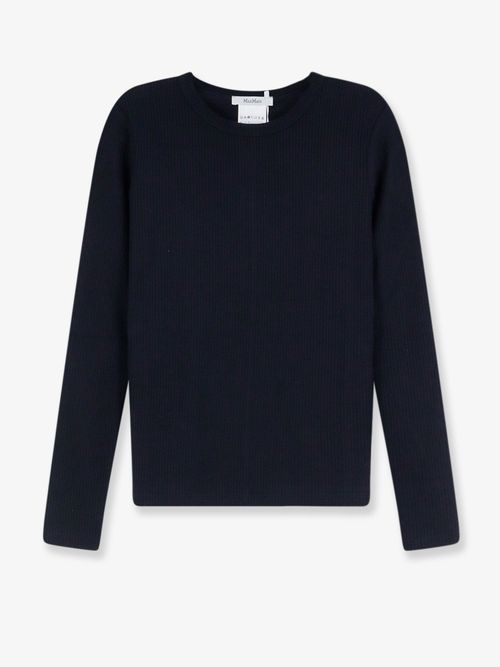 Ribbed Knit Lyocell Sweater — Navy