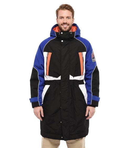 Blue Color Block Parka Jacket