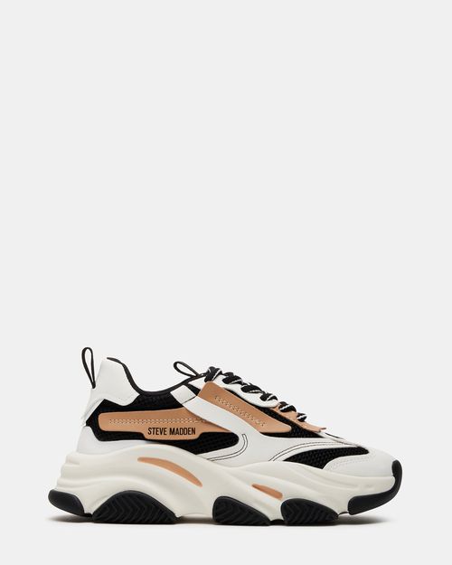Steve Madden Women's Possession Lace-Up Sneakers - Black Tan - - Synthetic