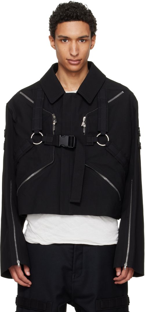 Black Temple Blixa Cropped Cargo Mac Jacket