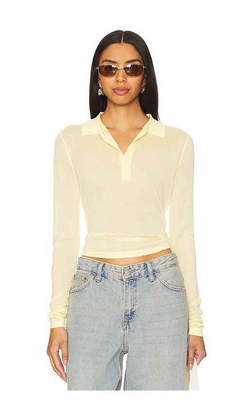 LIONESS Black Swan Polo Top in Lemon. -  XXS also in L, M, S, XL