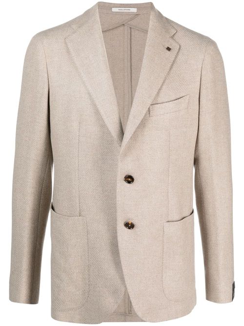 Single-breasted virgin wool-blend blazer - Neutrals