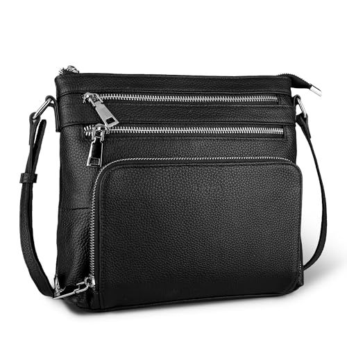 Befen Black Genuine Leather Crossbody Purses for Women
