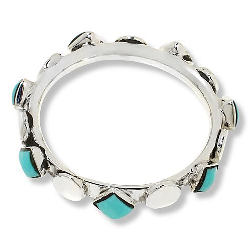 Chaco Canyon Campitos Turquoise Sterling Silver Square Stack Ring - Silver