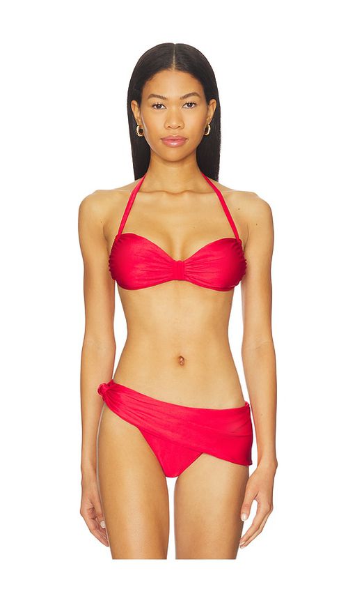 Frankies Bikinis Reece Satin Bikini Top in Red. - M also in L, S