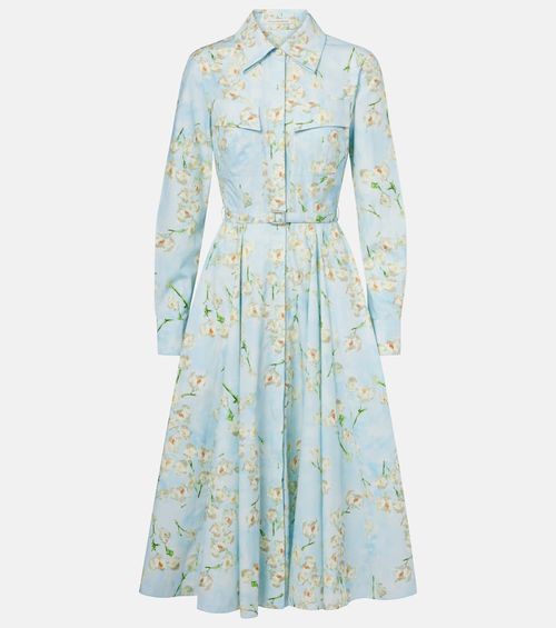 Floral cotton poplin shirt dress