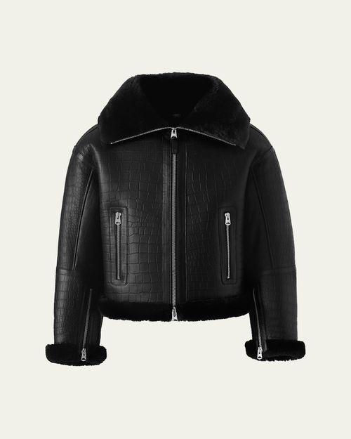 Men's Memphis Croc-Effect Oversized Shearling Jacket