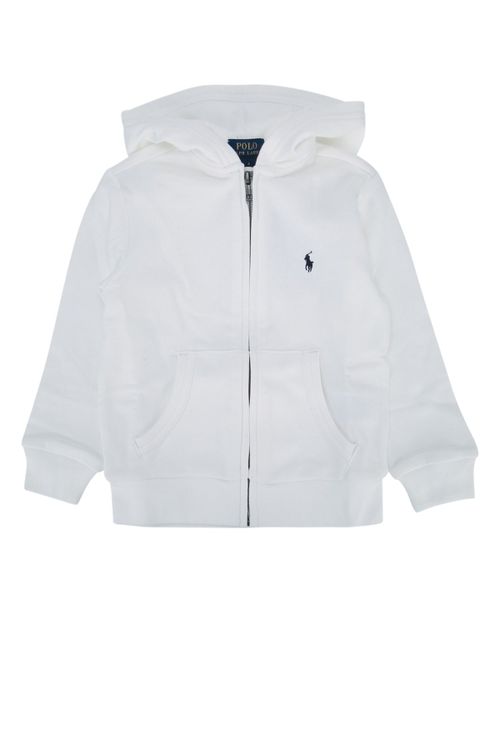 Logo-Embroidered Cotton Hoodie — White