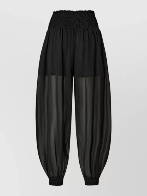 Pinko - sheer straight pants elastic waistband cuff