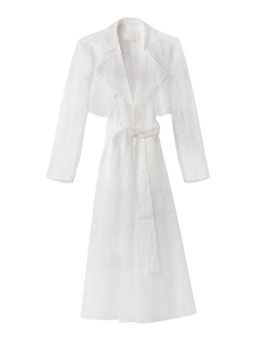 Embroidery orchid Silk trench