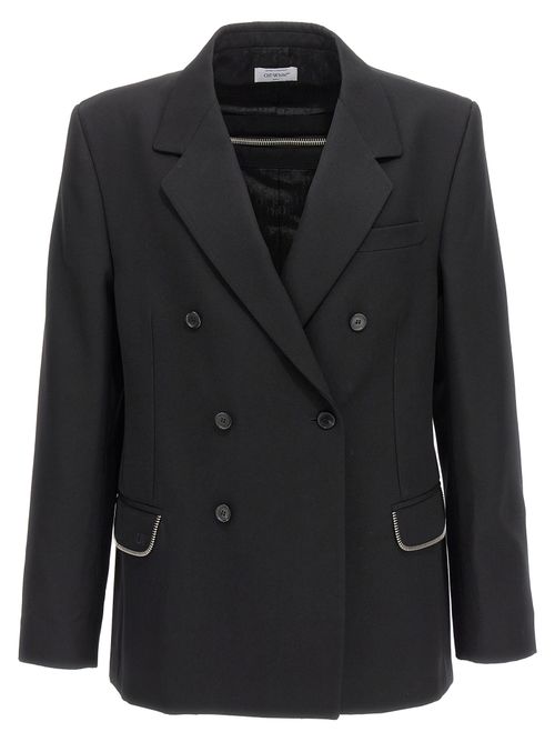 Virgin Wool Double-Breasted Blazer — Black