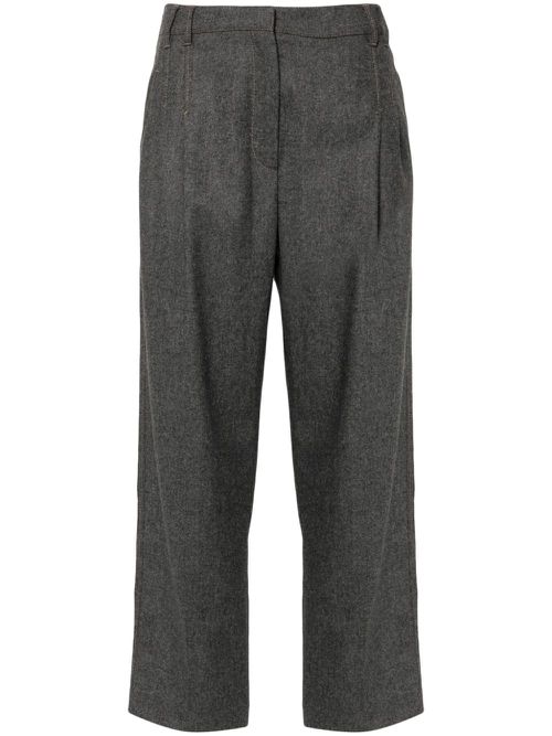 Pleated felted straight trousers - Grey