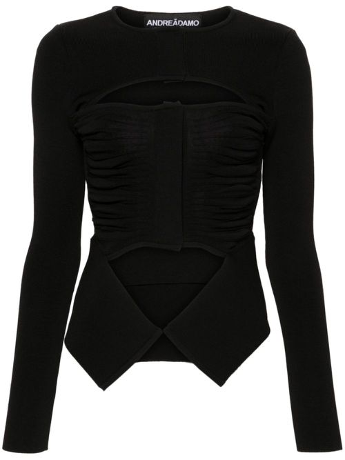 Xray cut-out ruched cardigan - Black