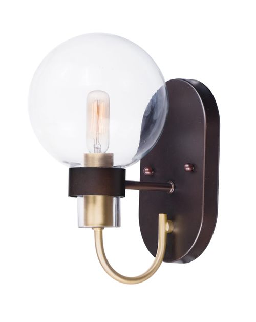 Maxim Bauhaus Wall Sconce in Bronze and Satin Brass - 30511CLBZSBR