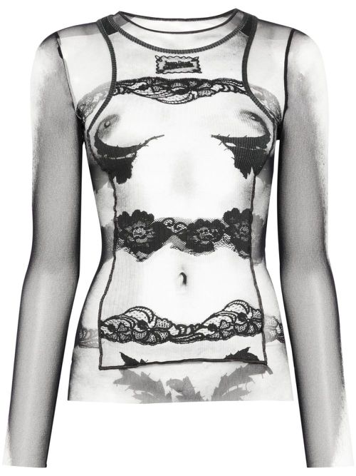 The Body Lace Marinére top - Black