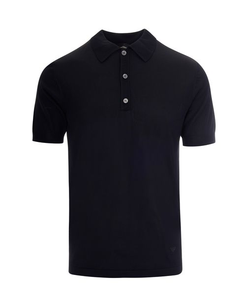 Viscose Single-Jersey Polo Shirt — Navy