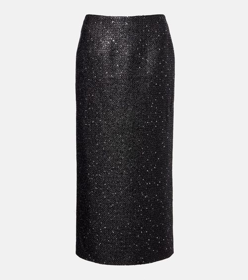 Sequined lamé tweed pencil skirt