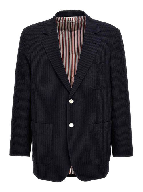 Single-Breasted Seersucker Blazer