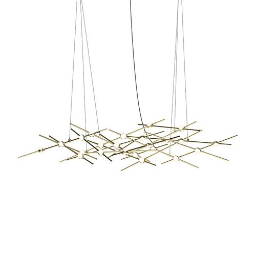 Satin Brass LED Lantern from the Constellation Collection