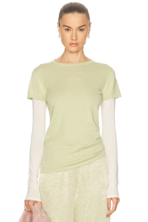 ALFIE Layered T-shirt in Ecru & Amande - Mint. M also in