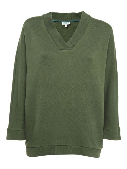 Ribbed V-neck sweatshirt - Green