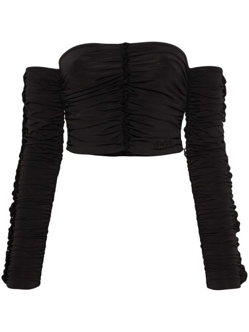 Gathered crop top - Black