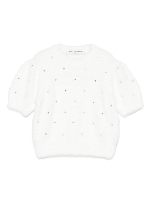 Rhinestone-embellished sweater - White
