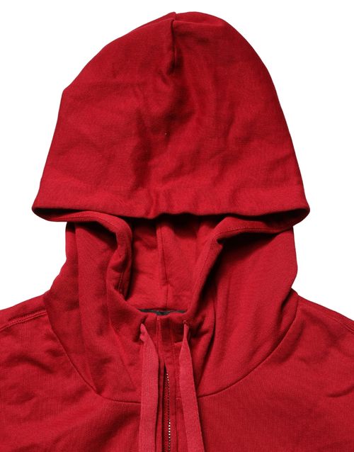 Cotton Full-Zip Hoodie — Red
