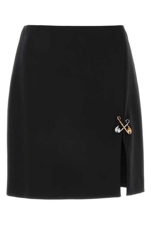 Black Stretch Wool Skirt