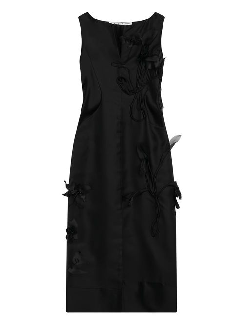 Embroidered midi dress - Black
