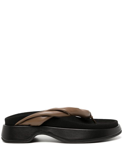 Twisted-strap platform flip flops - Black