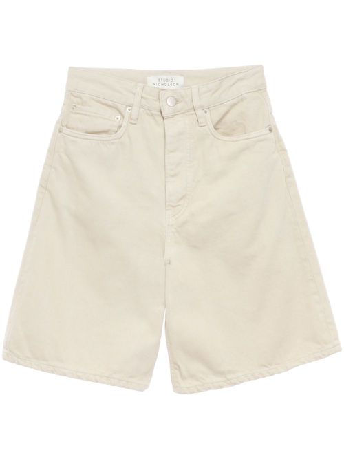 Logo-patch cotton-blend shorts - Neutrals