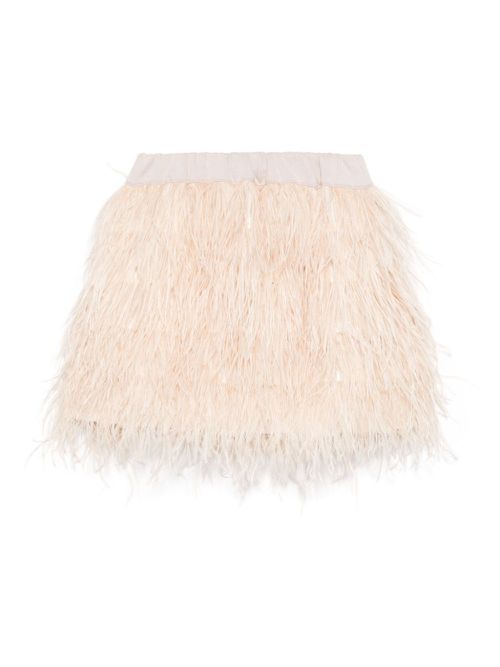 Feather-embellished skirt - Neutrals