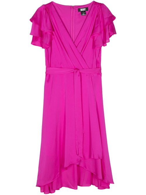 Ruffle-detail midi dress - Pink